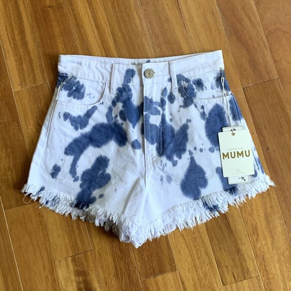 Show Me Your MuMu Pants - Show Me Your Mumu Houston High Waisted Shorts Indigo Tie Dye